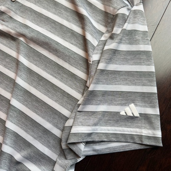 adidas Men's Gray White Striped Golf Polo Size XXL 2XL - Picture 2 of 7